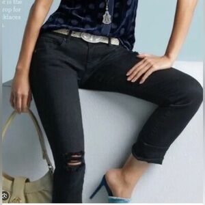 Cabi Slim Boyfriend Jeans 3387 Distressed Destroyed Gray Black Size 6